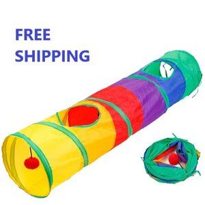 Cat Tunnel Tube Collapsible Play Toy Indoor Outdoor Play Small Animals